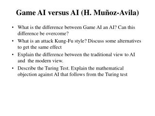 Game AI versus AI (H. Mu ñ oz-Avila)