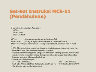 Set-Set Instruksi MCS-51 (Pendahuluan)