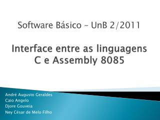 Interface entre as linguagens C e Assembly 8085