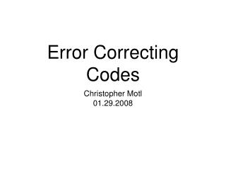 Error Correcting Codes