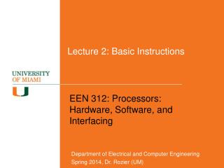 Lecture 2: Basic Instructions