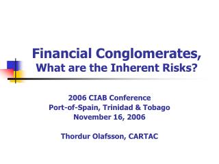 Financial Conglomerates, What are the Inherent Risks?