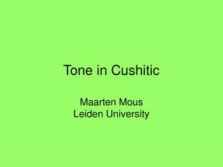 Tone in Cushitic