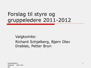 Forslag til styre og gruppeledere 2011-2012