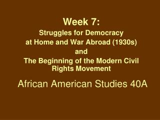 African American Studies 40A