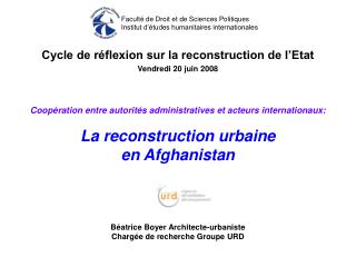 Cycle de réflexion sur la reconstruction de l’Etat