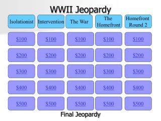 WWII Jeopardy