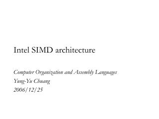 Intel SIMD architecture