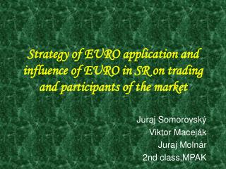 Strategy of EURO application and influence of EURO in SR on trading and participants of the market