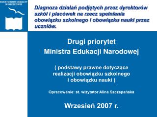 Drugi priorytet Ministra Edukacji Narodowej