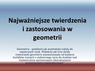 Najważniejsze twierdzenia i zastosowania w geometrii