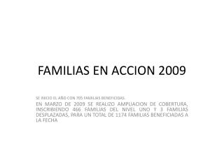 FAMILIAS EN ACCION 2009
