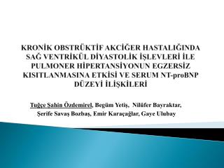 Tuğçe Şahin Özdemirel , Begüm Yetiş, Nilüfer Bayraktar,