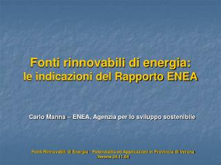 Fonti rinnovabili di energia: le indicazioni del Rapporto ENEA