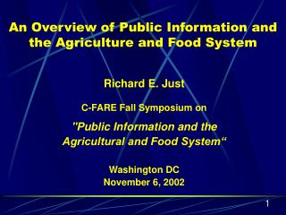 An Overview of Public Information and the Agriculture and Food System