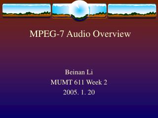 MPEG-7 Audio Overview