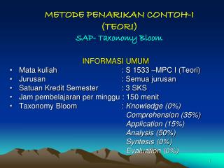 METODE PENARIKAN CONTOH-I (TEORI) SAP- Taxonomy Bloom