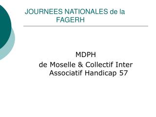 JOURNEES NATIONALES de la 			FAGERH