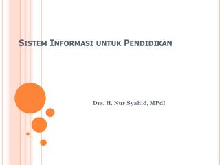 Sistem Informasi untuk Pendidikan