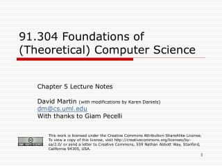 91.304 Foundations of (Theoretical) Computer Science