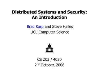 Distributed Systems and Security: An Introduction