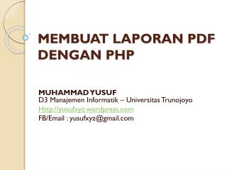 MEMBUAT LAPORAN PDF DENGAN PHP