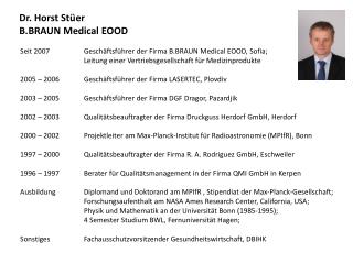 Dr. Horst Stüer B.BRAUN Medical EOOD