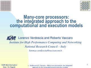 Many-core processors: the integrated approach to the computational and execution models