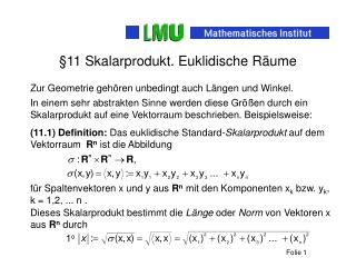 §11 Skalarprodukt. Euklidische Räume