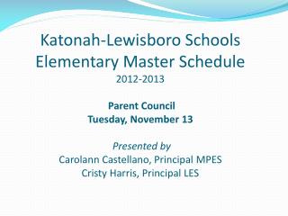 Important aspects of the elementary schedule…