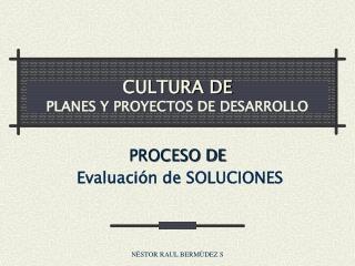 CULTURA DE PLANES Y PROYECTOS DE DESARROLLO