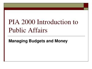 PIA 2000 Introduction to Public Affairs