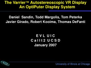 The Varrier ™ Autostereoscopic VR Display An OptIPuter Display System