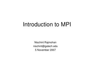 Introduction to MPI