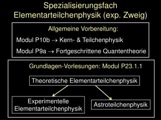 Spezialisierungsfach Elementarteilchenphysik (exp. Zweig)