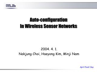 Auto-configuration In Wireless Sensor Networks