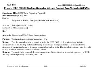 Project: IEEE P802.15 Working Group for Wireless Personal Area Networks (WPANs)