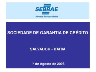 SOCIEDADE DE GARANTIA DE CRÉDITO SALVADOR - BAHIA 1° de Agosto de 2008