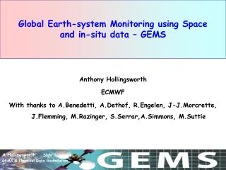 Global Earth-system Monitoring using Space and in-situ data – GEMS