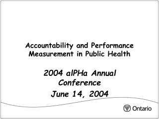 Accountability and Performance Measurement in Public Health