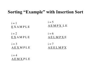 Sorting “Example” with Insertion Sort