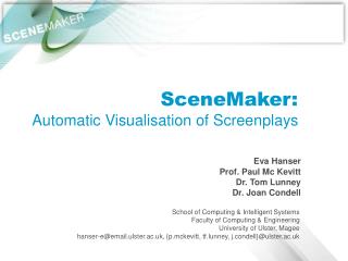 SceneMaker: Automatic Visualisation of Screenplays