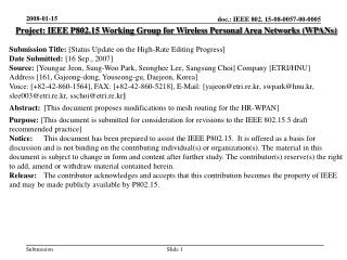 Project: IEEE P802.15 Working Group for Wireless Personal Area Networks (WPANs)
