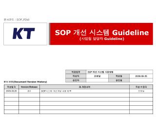 SOP 개선 시스템 Guideline ( 사업팀 담당자 Guideline)
