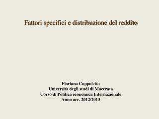 Fattori specifici e distribuzione del reddito