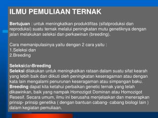 ILMU PEMULIAAN TERNAK