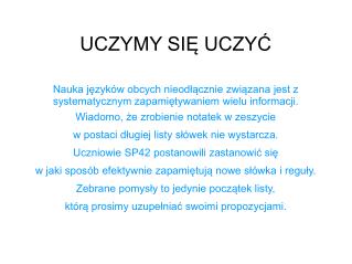 UCZYMY SIĘ UCZYĆ