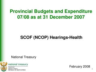 Provincial Budgets and Expenditure 07/08 as at 31 December 2007