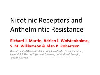 Nicotinic Receptors and Anthelmintic Resistance