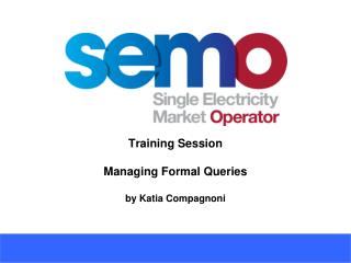 Training Session Managing Formal Queries by Katia Compagnoni
